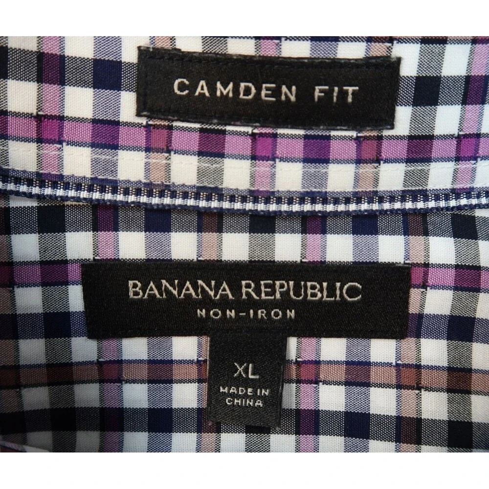 Banana Republic Shirt Men's Size XL Regular Fit Non-Iron Long Sleeve Muli Plaid